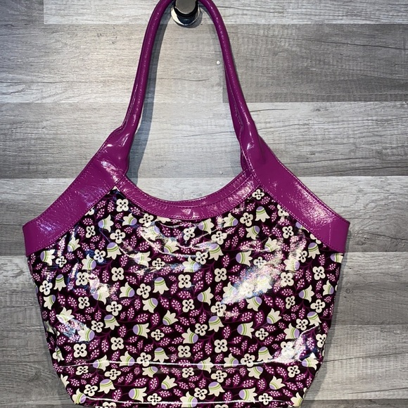 Vera Bradley plum petals vinyl tote bag - Picture 3 of 5